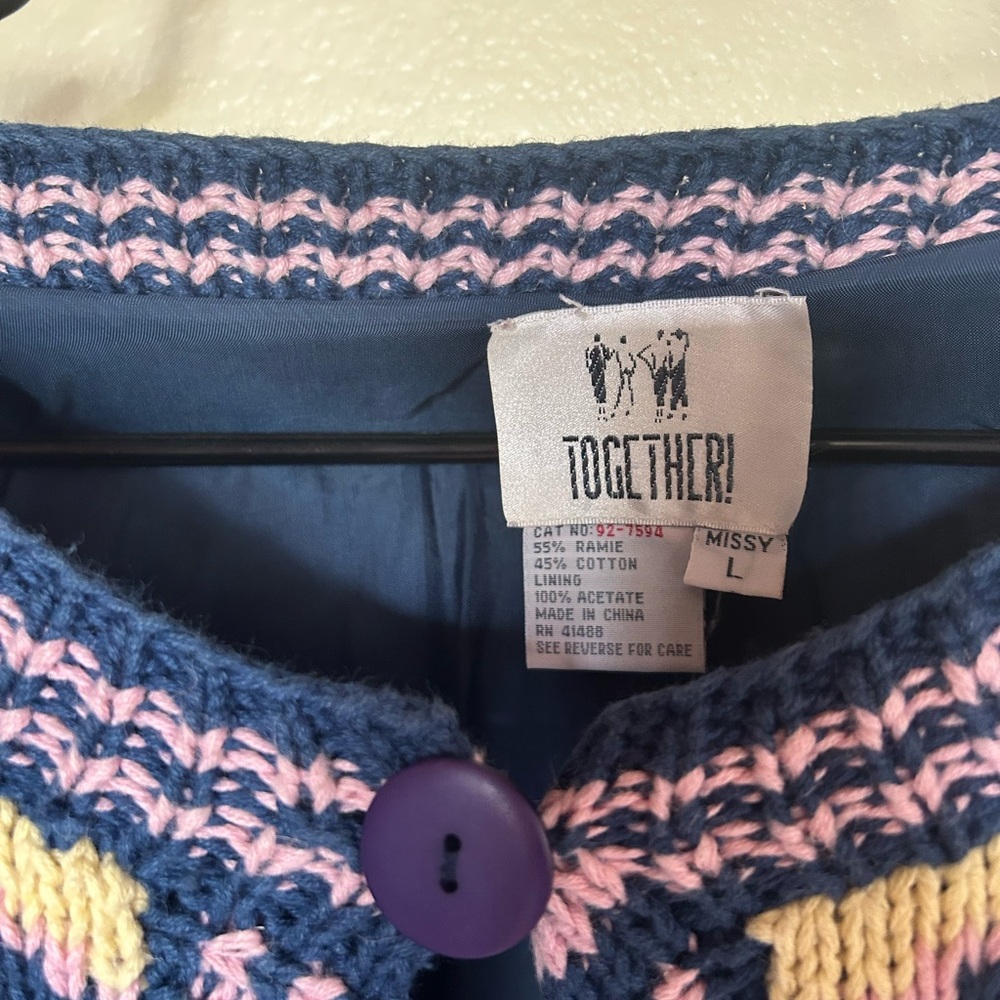 Together Navy And Multicolor Patterned Cardigan - image 2